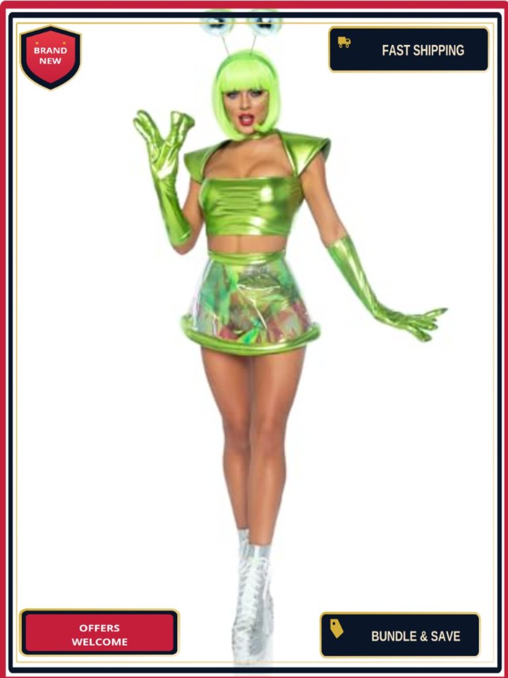 Leg Avenue 5 PC Alien Costume Set Womens Halloween Cosplay Outfit